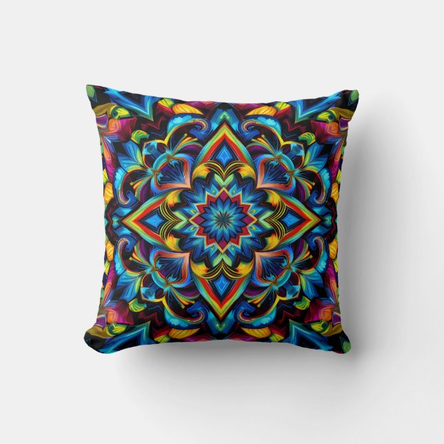 Färgglad Kalejdoskop Mandala Design Mugg, Kudde  (Framsida)