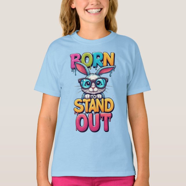 Färgglad kanin med solglasögon t shirt (Framsida)