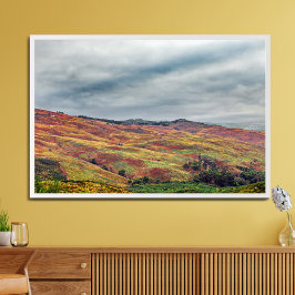 färgglad karg kulle och bergslandskap poster