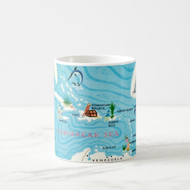 Färgglad karibisk karta  kaffemugg (Center)