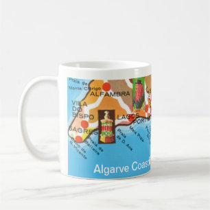 Färgglad karta över Algarvekusten Lagos, Portugal  Kaffemugg