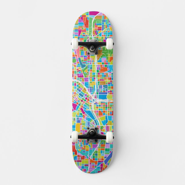 Färgglad karta över Atlanta Old School Skateboard Bräda 18 Cm (Framsida)