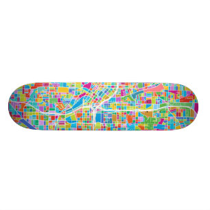 Färgglad karta över Atlanta Old School Skateboard Bräda 18 Cm