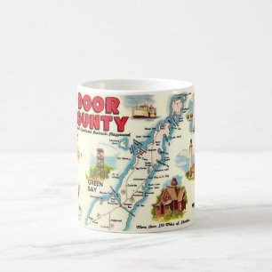 Färgglad karta över Door County-mugg Kaffemugg