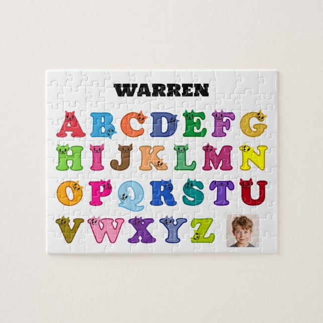 Färgglad katt-alphabeteventyr-pussel pussel (Horisontell)