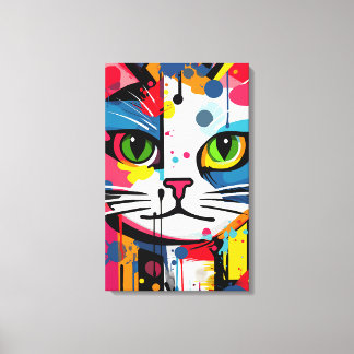 Färgglad katt canvastryck