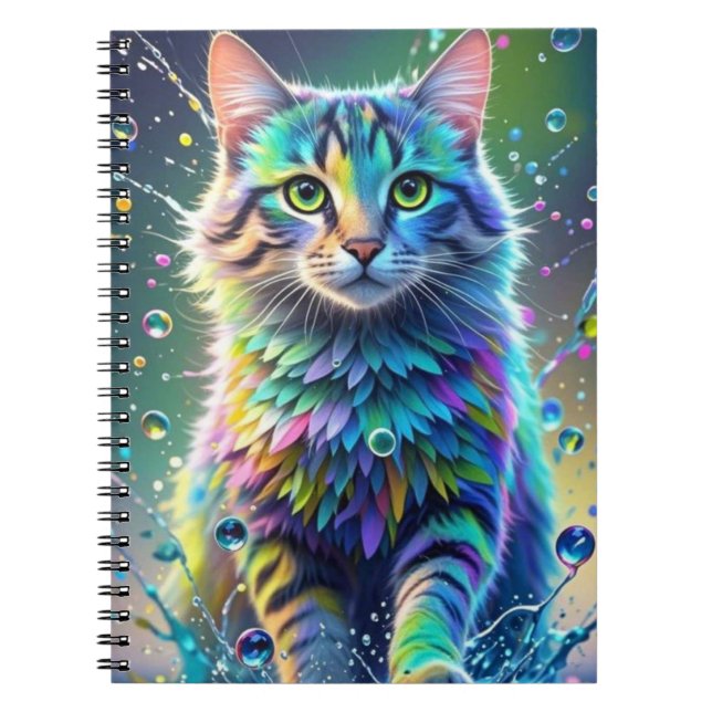 Färgglad katt, stänk, målning, färgläggning klassi anteckningsbok (Framsidan)