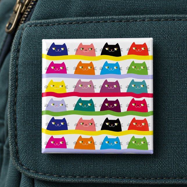 Färgglad Kattknapp Rolig Söt Knapp (Skapare uppladdad)