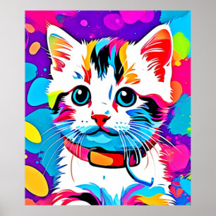 Färgglad Kattkonst Poster
