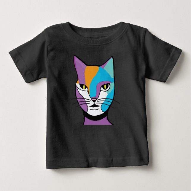 Färgglad kattkvinnaillustration t shirt (Framsida)