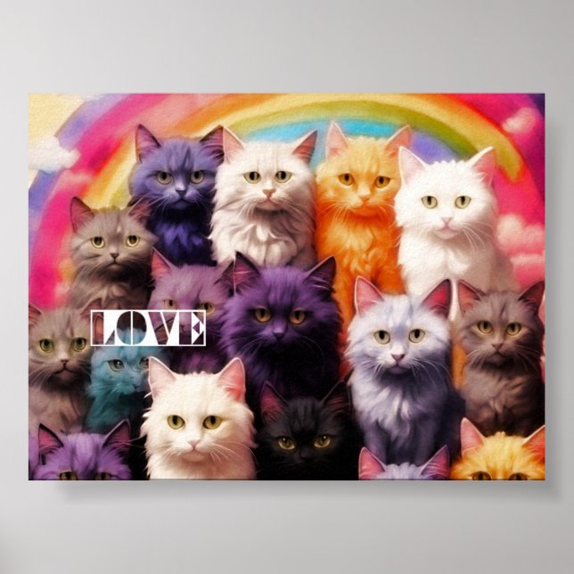 Färgglad Kattväggkonst för Kattälskare Poster (Framsidan)