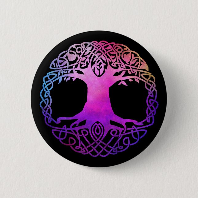 Färgglad keltisk Livets träd Knapp (Framsida)