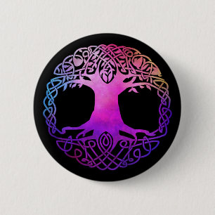 Färgglad keltisk Livets träd Knapp