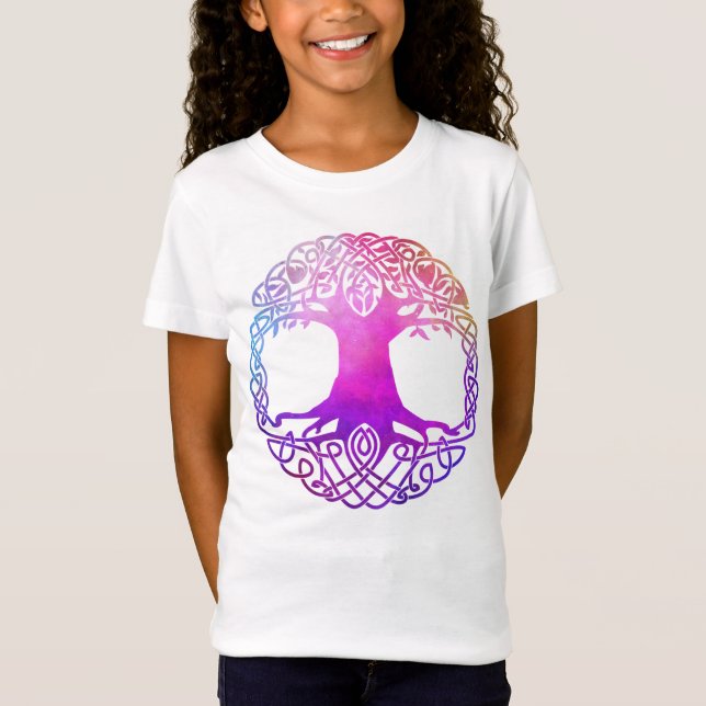 Färgglad keltisk Livets träd T Shirt (Framsida)