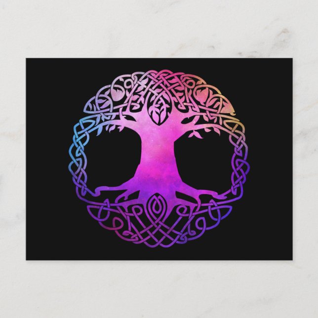 Färgglad keltisk Livets träd Vykort (Framsida)