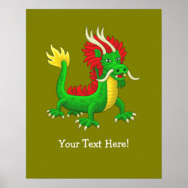 Färgglad kinesisk drake poster