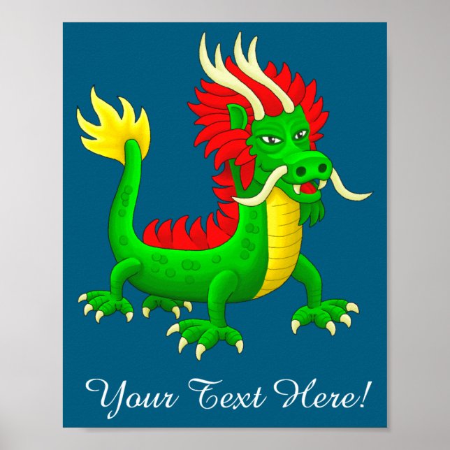 Färgglad kinesisk drake  poster (Framsidan)