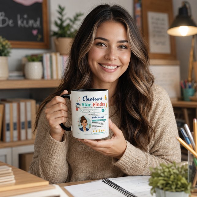 Färgglad klassrumsstjärnsökare lärare design mugg (Colorful Classroom Star Finder Teacher Design Mug
)