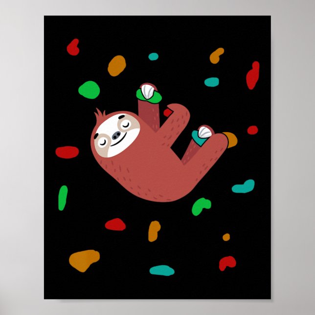 Färgglad Klättervägg Sengklättrare Boulder  Poster (Framsidan)