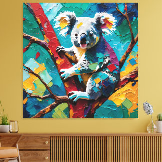 Färgglad Koala i Abstrakt Natur Canvastryck