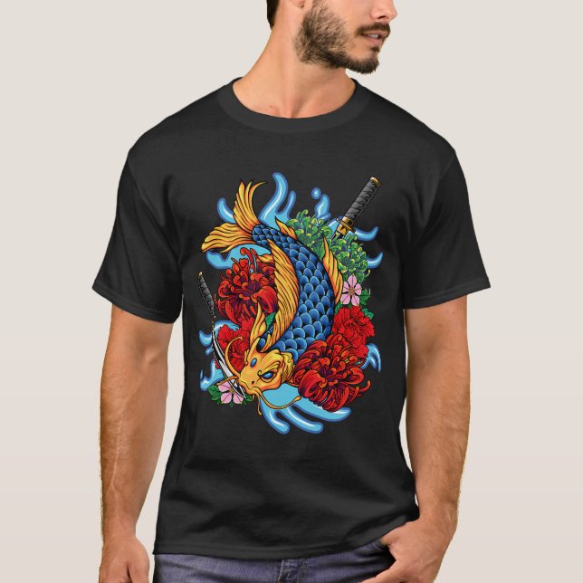 färgglad koi-fisk t shirt (Framsida)