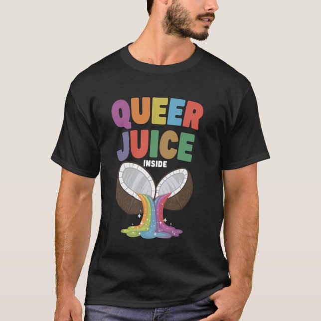 Färgglad Kokosnöt med Queer Juice T Shirt (Framsida)