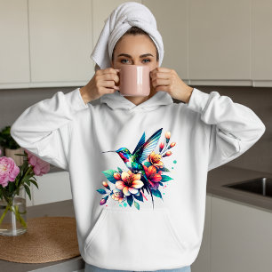 Färgglad Kolibri Blommig Natur Art T-Shirt