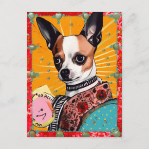 Färgglad kolla med chihuahua vykort