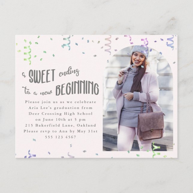 Färgglad Konfetti Examen Fest Inbjudan (Framsida)