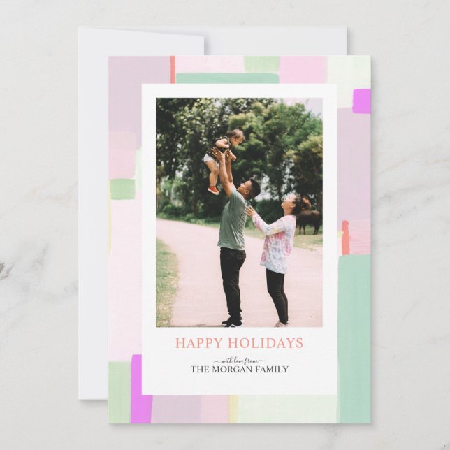 Färgglad konst julhelg fotograttiskort julkort (Framsida)