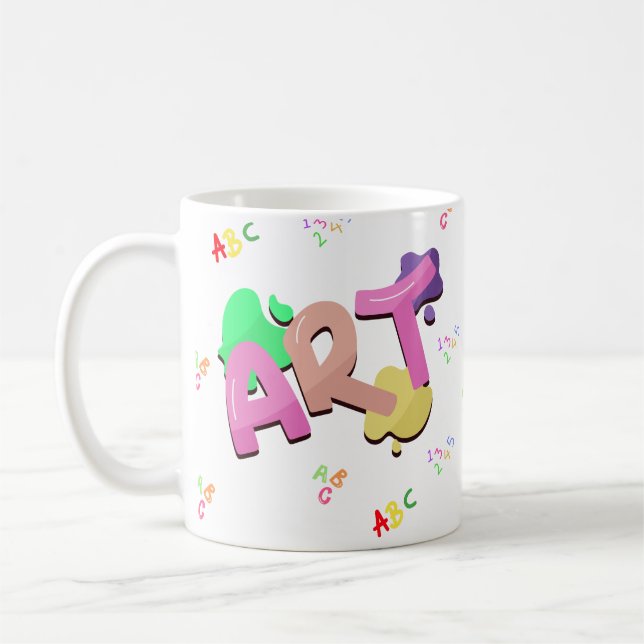 Färgglad konstdesign för tillbaka till skolan.  kaffemugg (Vänster)