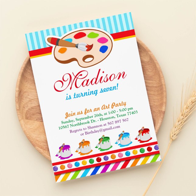 Färgglad konstfest födelsedagsfest inbjudan (Skapare uppladdad)