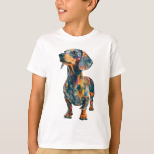 Färgglad Konstnärlig Dachshund Valp Barn T Shirt