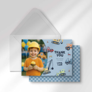 Färgglad Konstruktionsbil Födelsedags Tack Kort