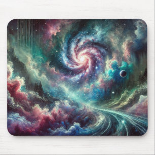 Färgglad Kosmisk Galax Spiralnebulosa och Stjärnor Musmatta