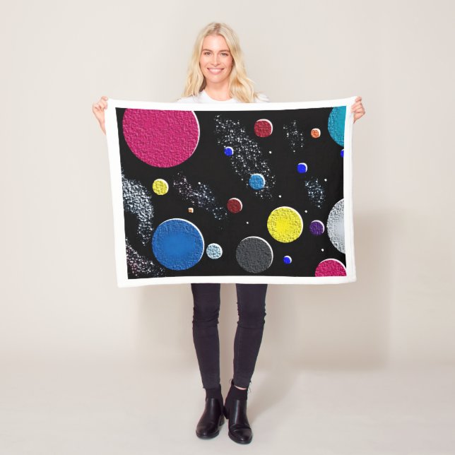 Färgglad Kosmisk Planeter Flanellfilt Fleecefilt (På plats)