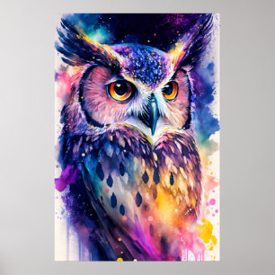 Färgglad Kreativ Vis Uggle Illustration Poster