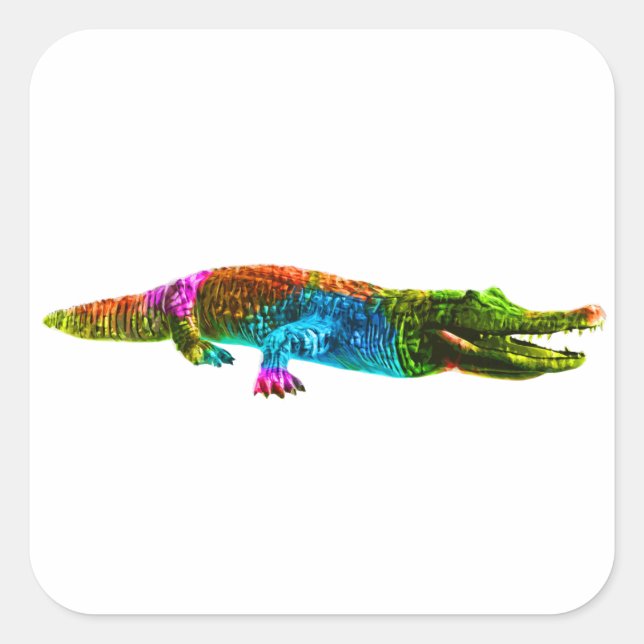 Färgglad Krokodil Fyrkantig Klistermärke (Framsida)