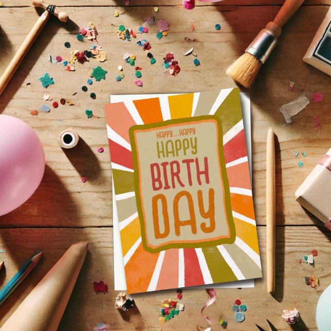 Färgglad Kul Glad Glad födelsedag Enkel Gul Tack Kort (Skapare uppladdad)