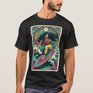 Färgglad kvinna vågsurfare Tarotkort konstnärligt T Shirt