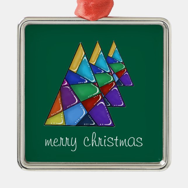 Färgglad lapptäcke julgran ornament  (Framsidan)