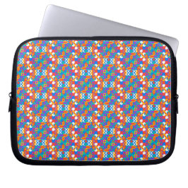Färgglad laptopsleeve med en livfull geometrisk  laptop fodral
