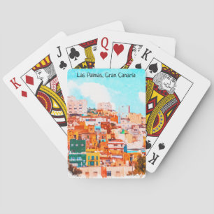Färgglad Las Palmas Gran Canaria-arkitektur Casinokort