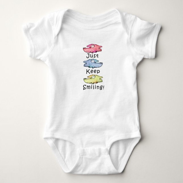 Färgglad leende fisk Baby bodysuit T Shirt (Framsida)