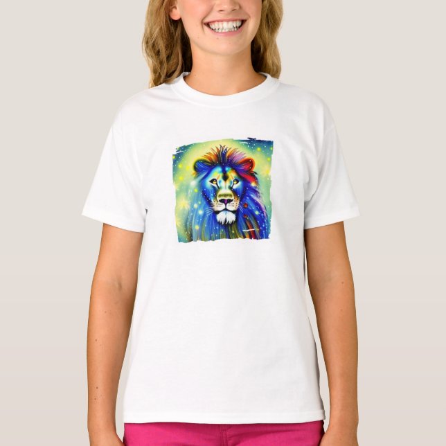 Färgglad lejon T-Shirt (Framsida)