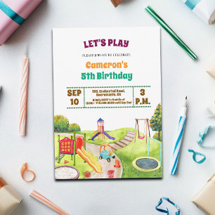 Färgglad Lekplatsfest 5-års Födelsedagsinbjudan Inbjudningar
