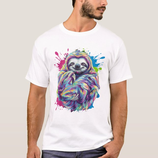 Färgglad Lento Sött Djur Konst Rollig Grafisk T-Sh T Shirt (Framsida)