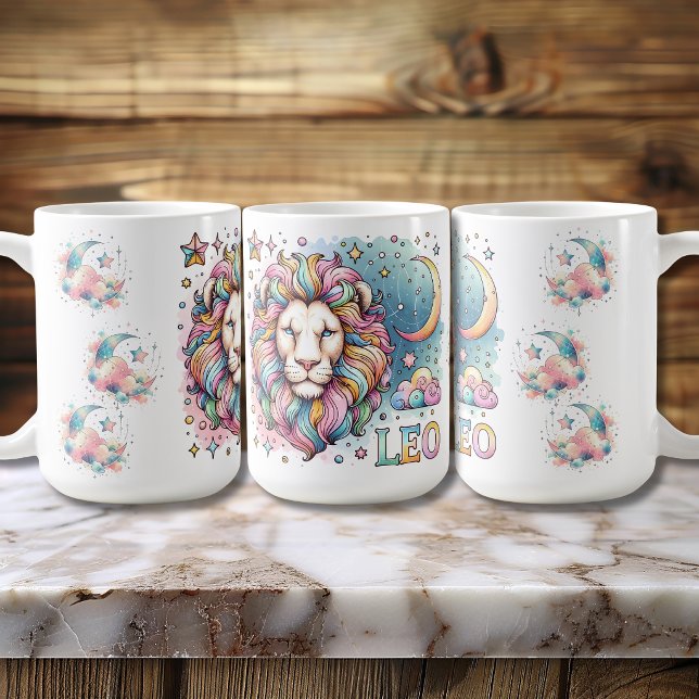 Färgglad Leo Zodiac Astrologi Lejon Kaffemugg (Colorful Leo Zodiac Astrology Lion Coffee Mug)