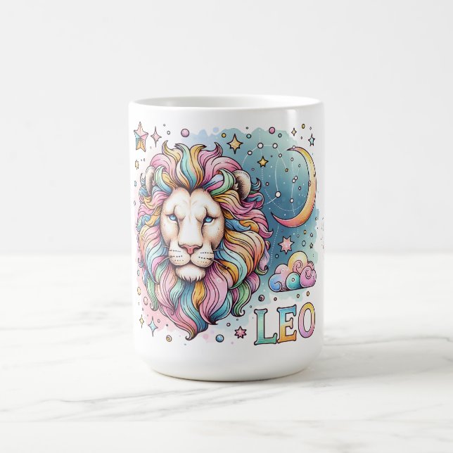 Färgglad Leo Zodiac Astrologi Lejon Kaffemugg (Center)