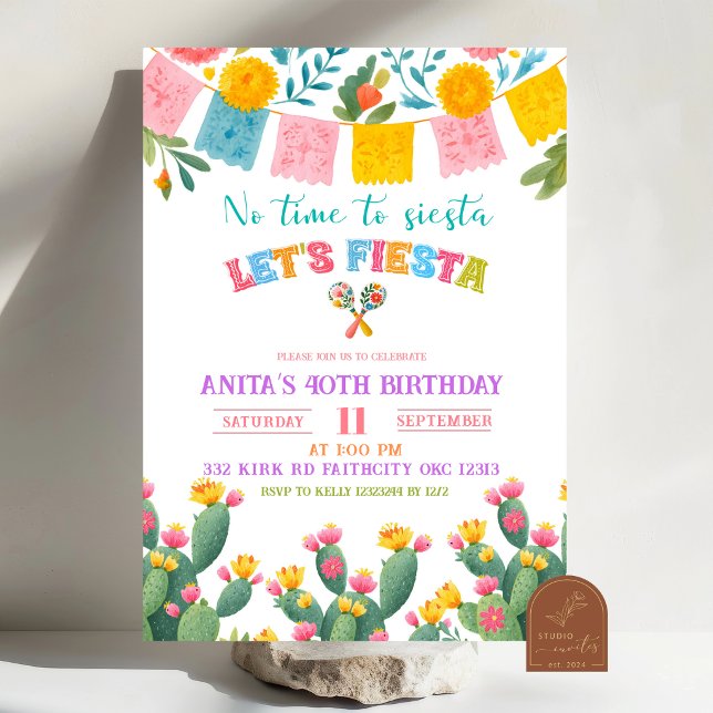 Färgglad Let's Fiesta Födelsedagsinbjudan Inbjudningar (Skapare uppladdad)